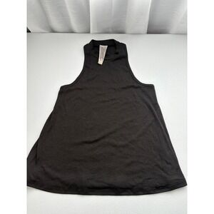 Free People Ribbed High Neck Sleeveless Tank Top Black S/P